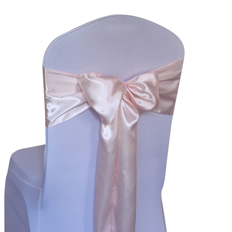 WELMATCH Blush Pink Satin Chair Sashes Ties - 50 pcs Wedding Banquet Party Event Decoration Chair Bows (Blush Pink, 50) - Image 1